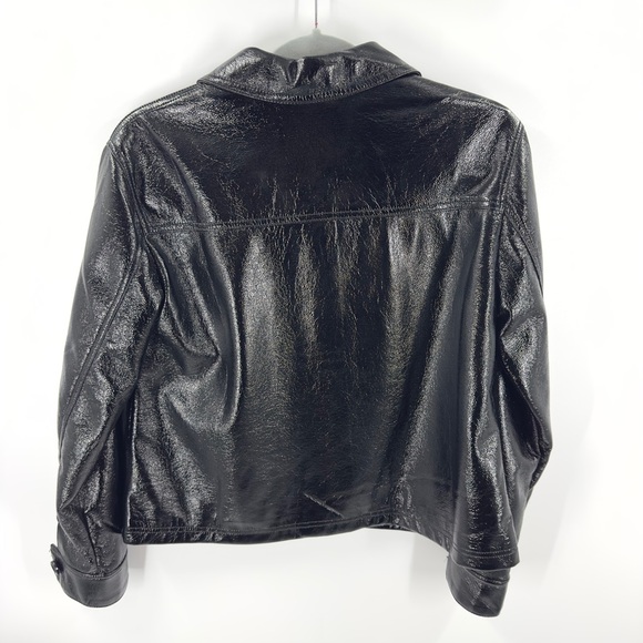 BP + Wildfang Faux Leather Patent Jacket Womens Small Biker Edgy Rock Goth Moto - Picture 3 of 8